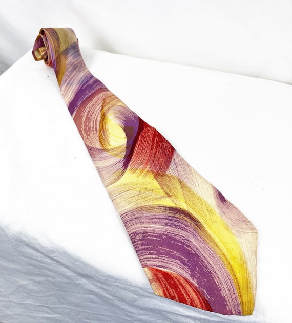 Vintage 40s 1940s Swirl Pattern Geometric Necktie… - image 1