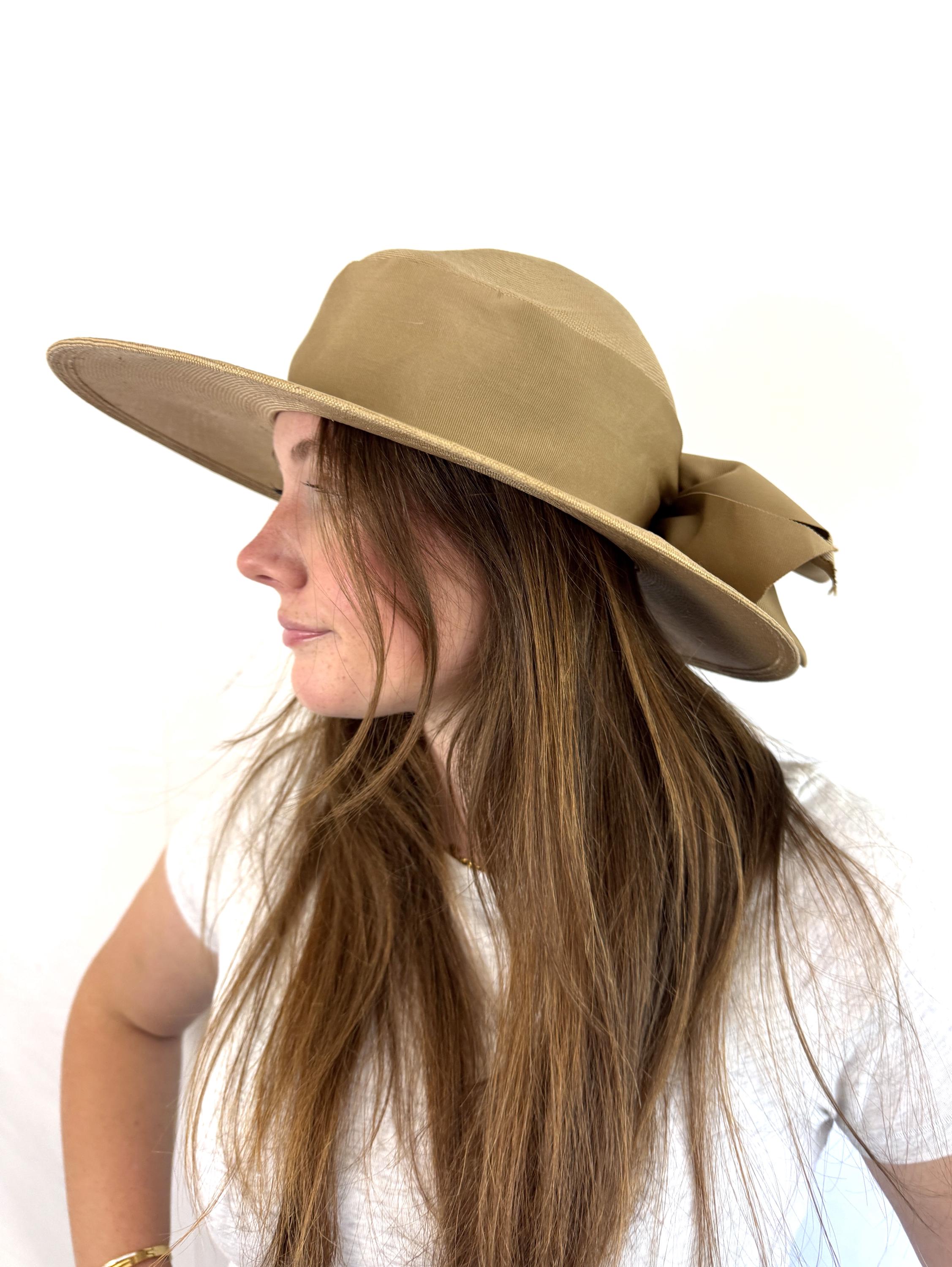 Vintage Wide Brim Summer Bow Sun Hat - Frank Olive for B  display picture 2