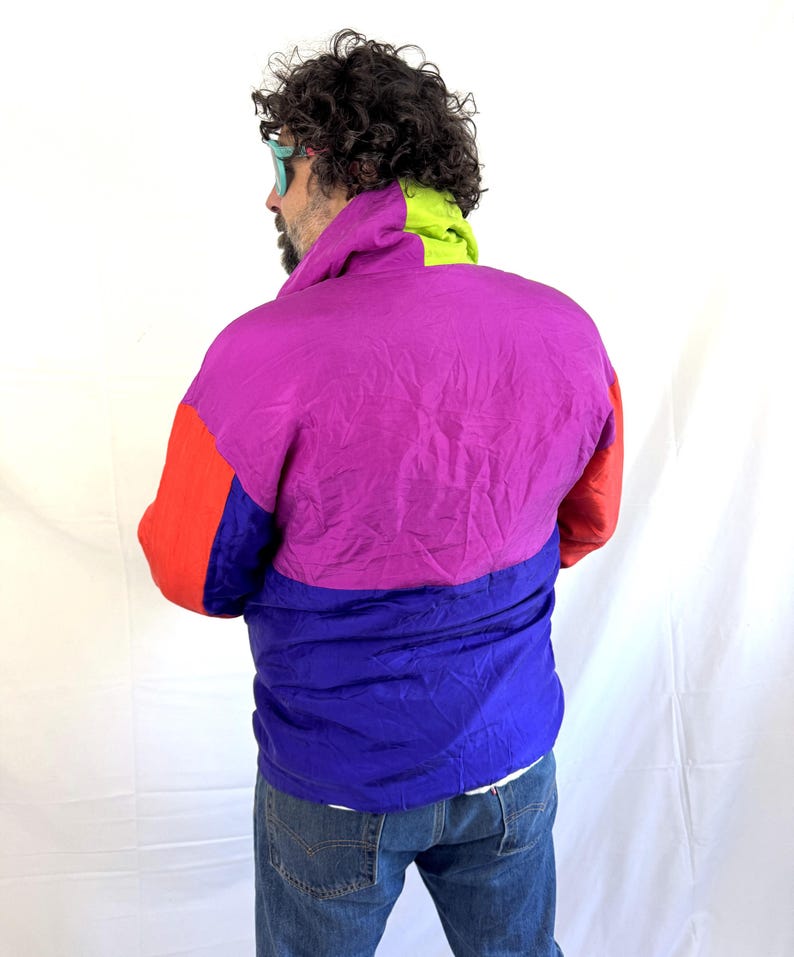 Vintage 90s 1990s Rainbow Color Block Silk Blazer Jacket - I.B ...