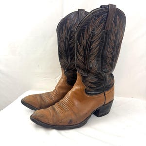Vintage Dan Post Western Leather Brown Cowboy Boots - Size  display picture 3