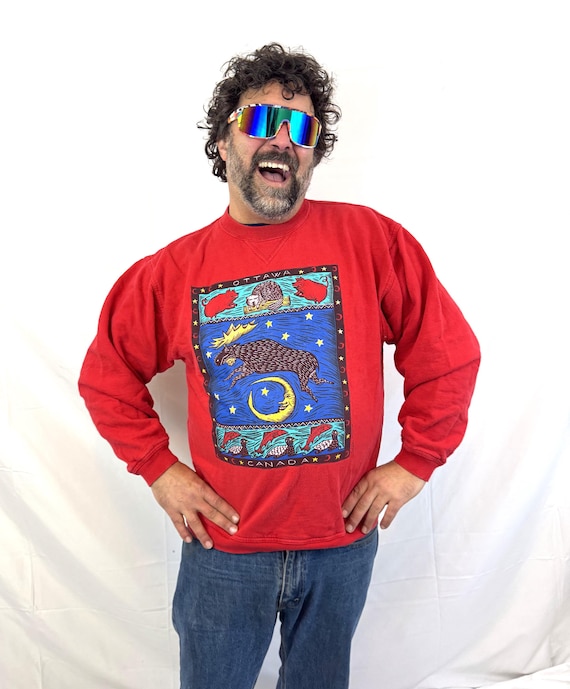 Vintage 90s Ottawa Canada Moose Sweatshirt: Susan Todd Illustration