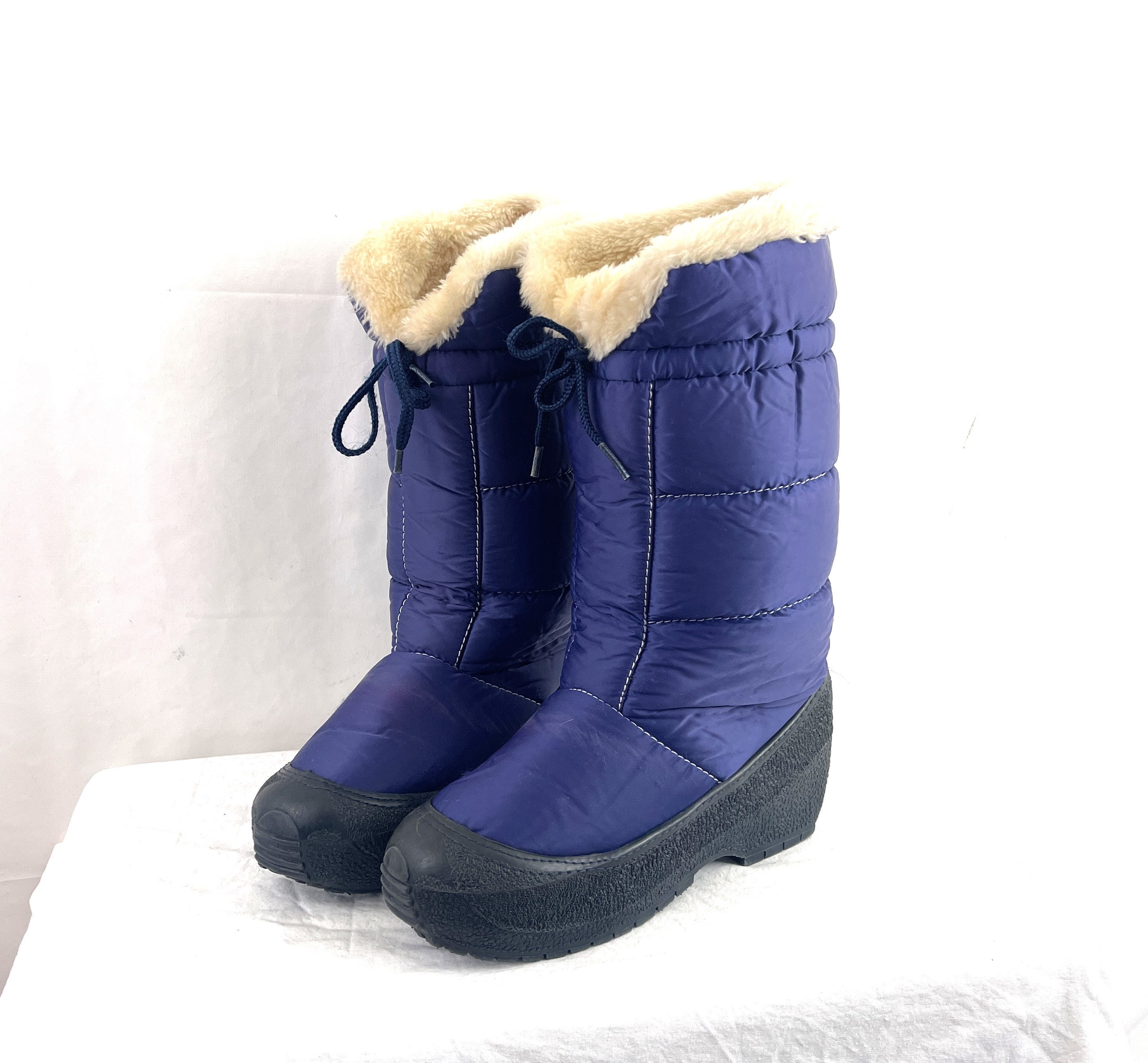Vtg 80s Moon Boots Tecnica shiney Black Weather Ski original Sz 37