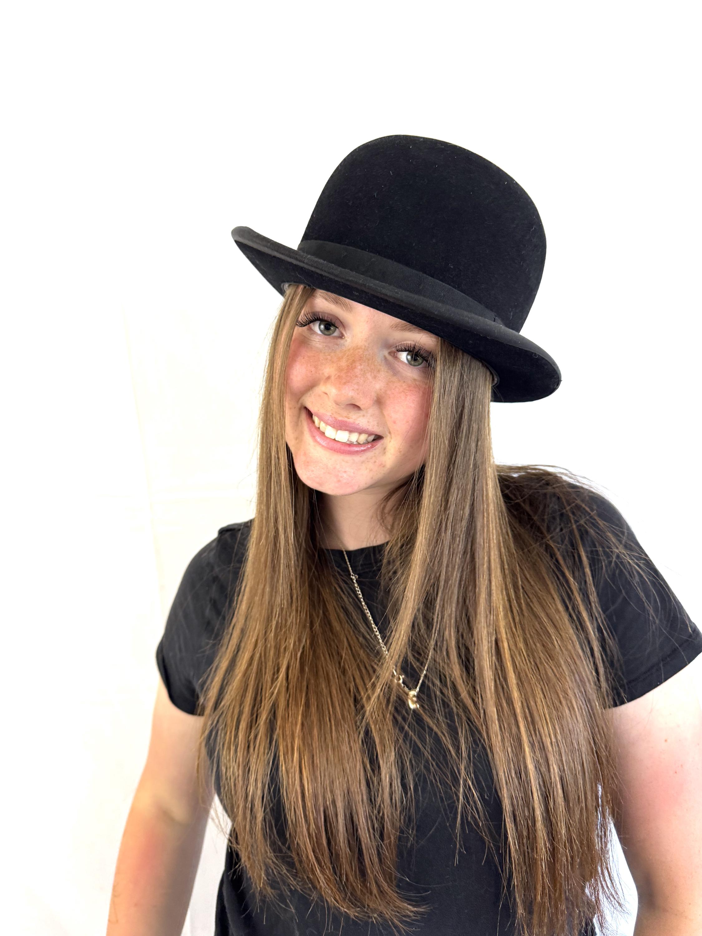 イギリスアンティークフェア　ダットソン Vintage RARE 1890s 1900s Derby Fedora Black Felt Bowler Hat