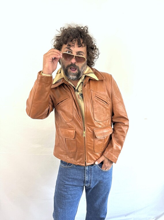 Vintage 1970s 70s RAD Brown Leather Coat Jacket - Sears the
