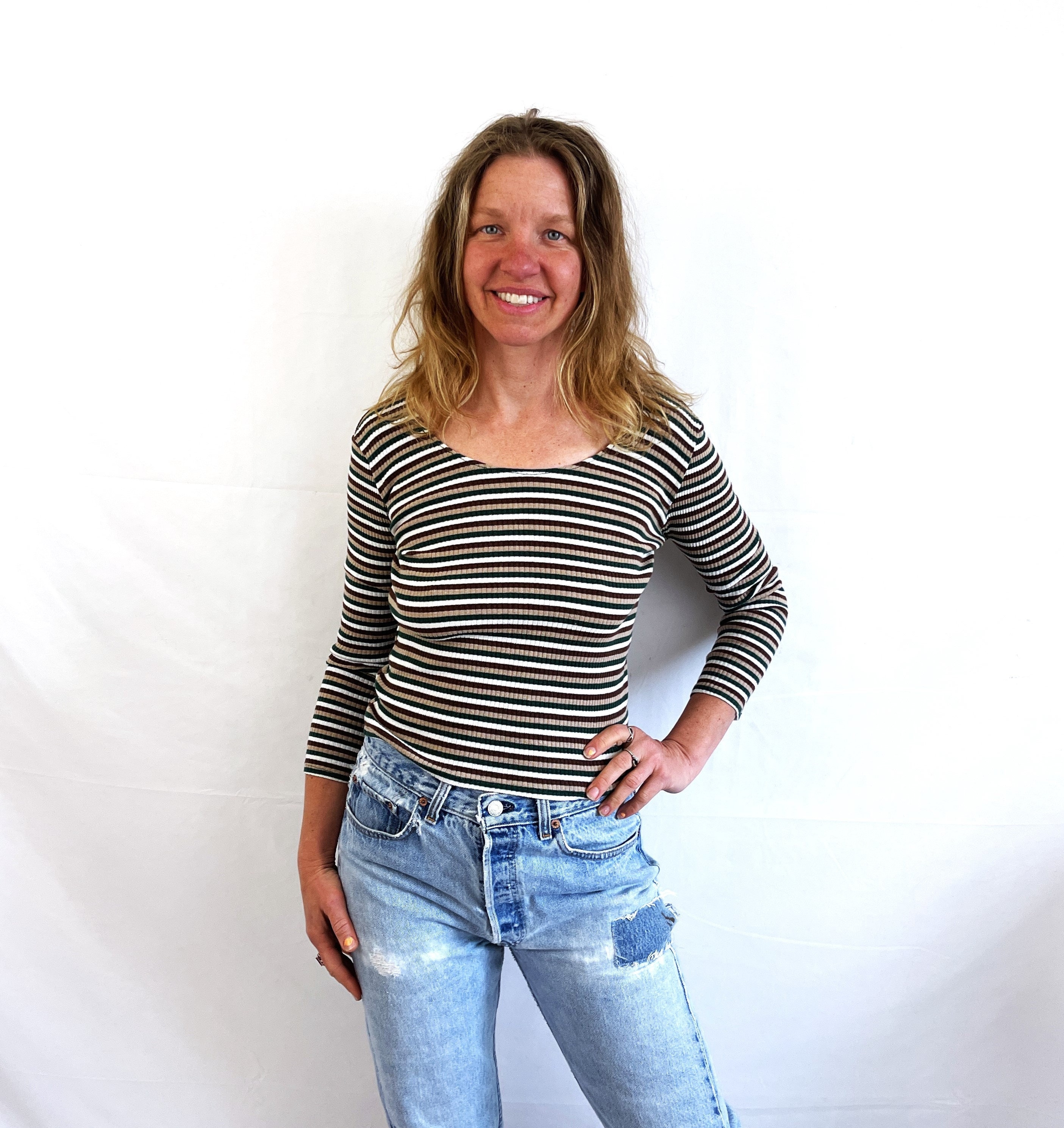 Vintage 90s 1990s Striped Ribbed Top Shirt - Zig Zag - Etsy