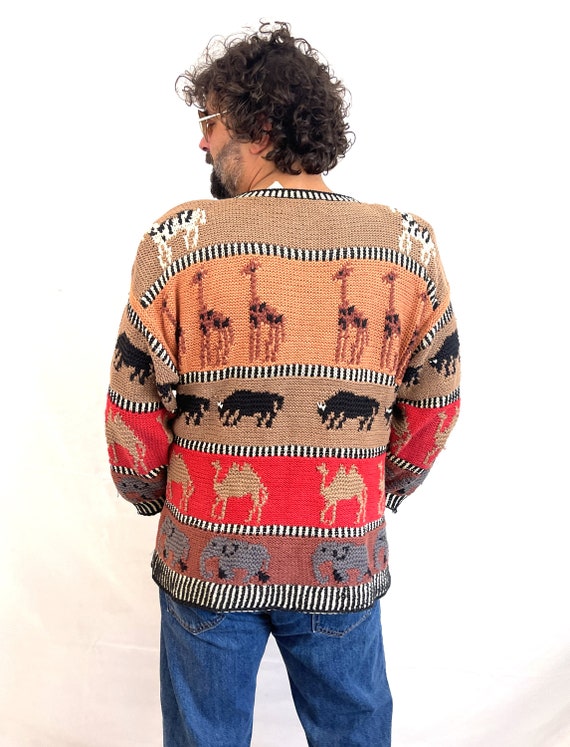 Vintage 80s 90s Knit Animal Fun Cardigan Sweater … - image 4