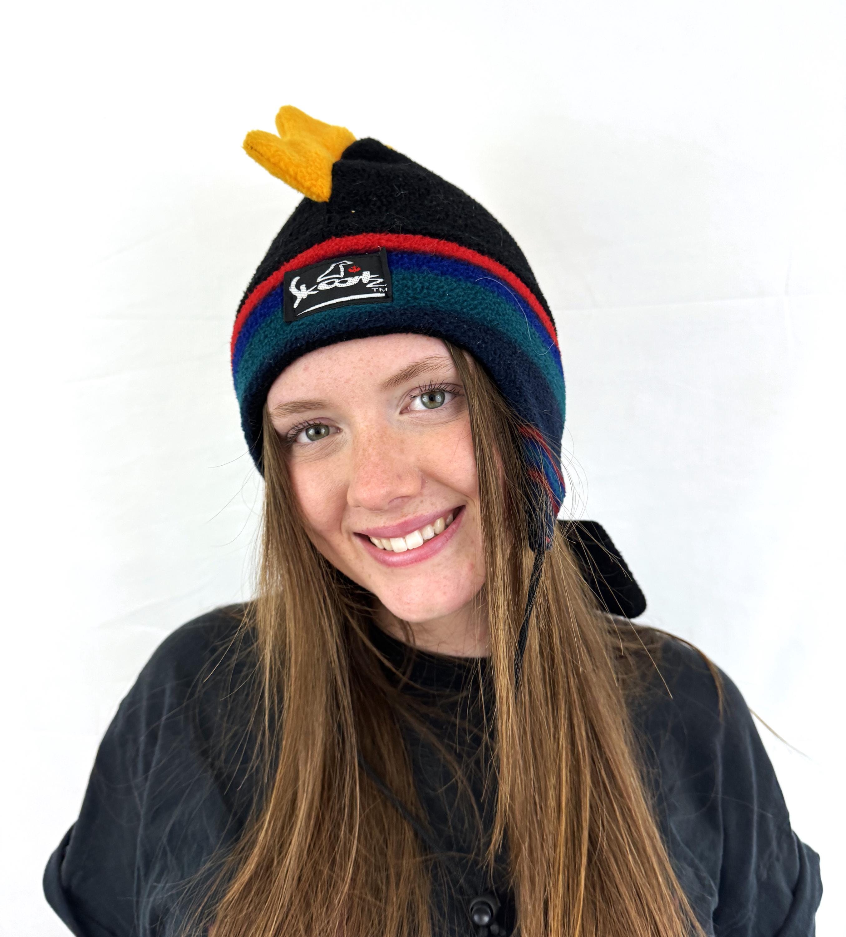 Vintage 1980s 90s Fun Ski Winter Fun Chicken Jester Fleece Hat