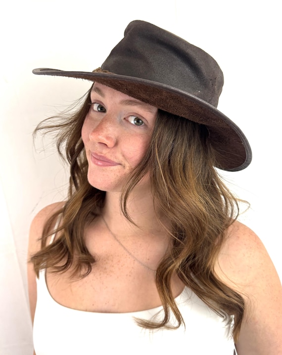 Vintage Grizzly Western Leather Hat - Made in Australiam - Tasmania