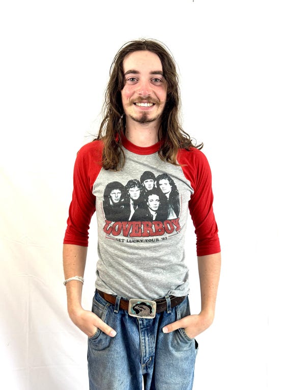 Vintage 80s 1980s Loverboy 1982 RARE Get Lucky Raglan Baseball
