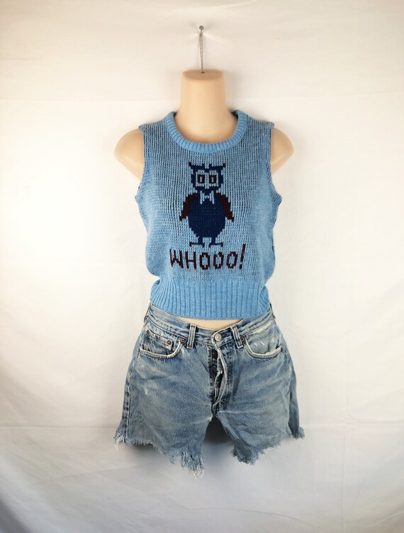 Amazing 1970s 70s Vintage Owl Sweater Vest - XS