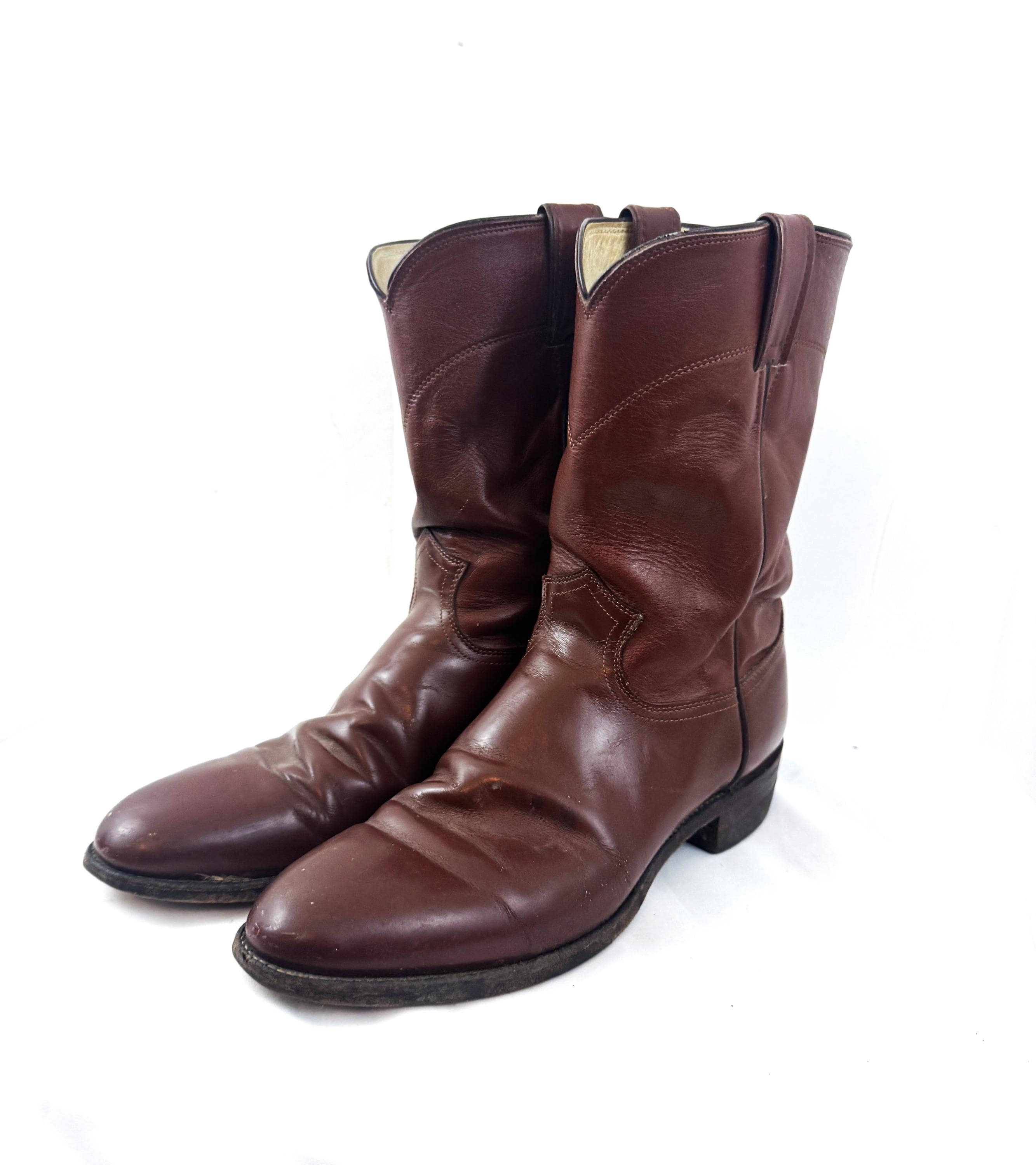 Vintage Justin Brown Leather Western Cowboy Boots - Size 10 1/2 C