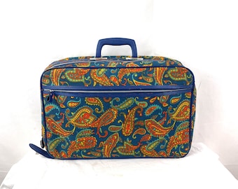 Vintage 1960s 1970s Mod Paisley Mini Floral Suitcase - Made in Japan