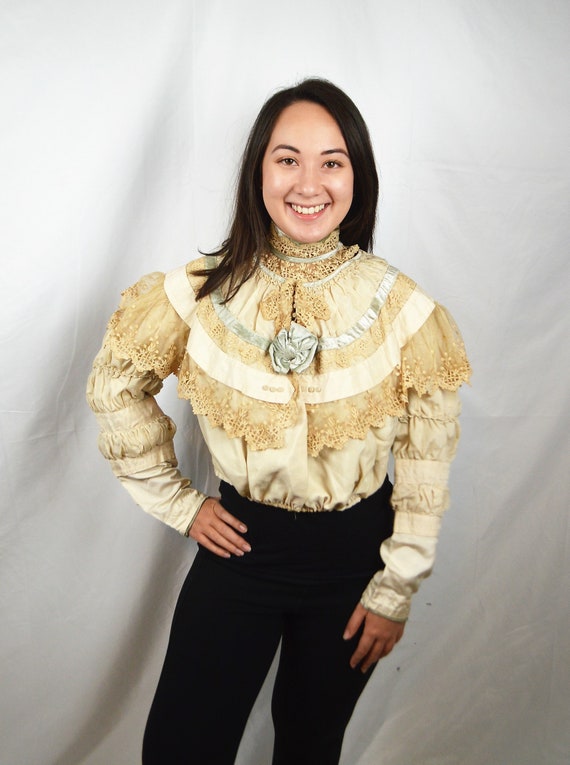 Vintage 1900s RARE Victorian Edwardian Crepe Silk
