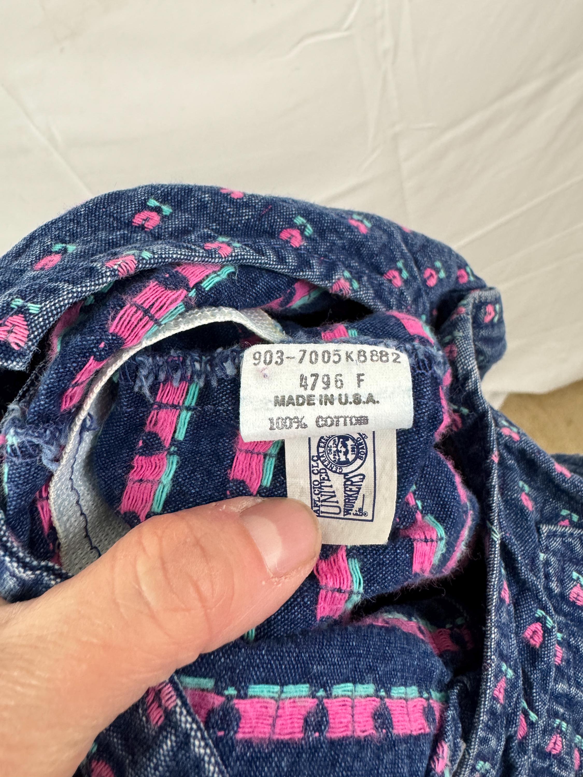 Vintage Oshkosh B'gosh Denim Overalls Skirt: Pink Flower Print