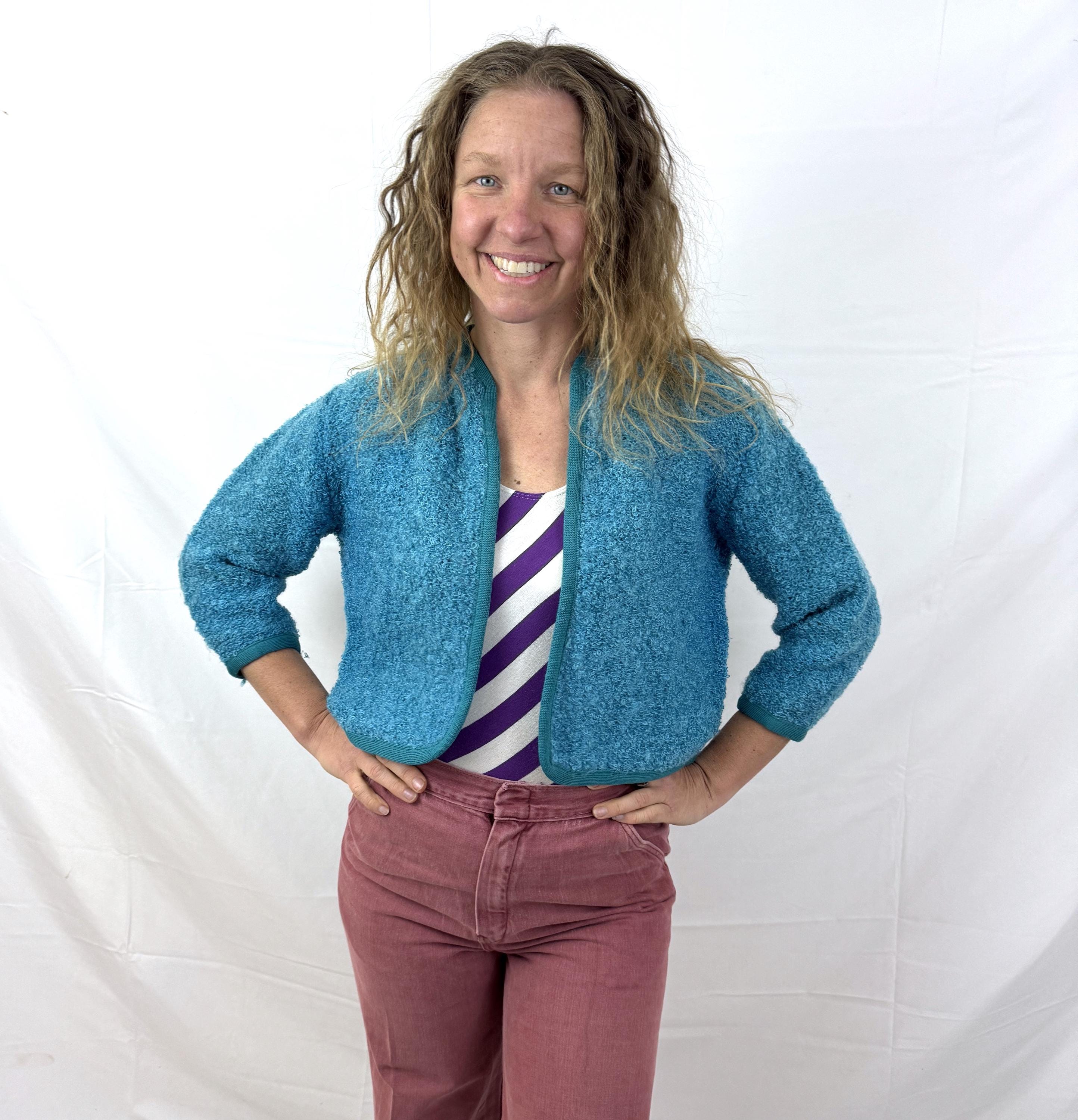 Vintage 1950s 60s Blue Cardigan Sweater - Made in California - Etsy