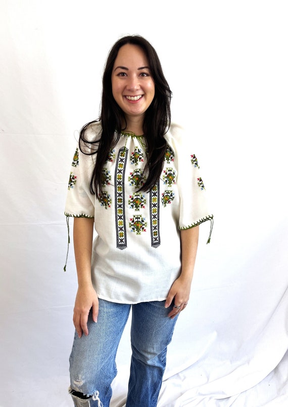Embroidered Vintage Floral Hippie Tunic Top