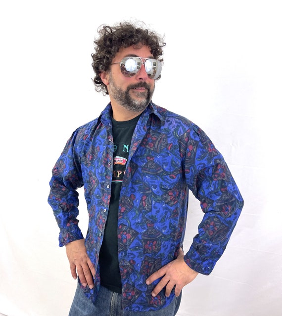 Vintage Perry Ellis 90s Button up Rainbow Geometric Shirt - Etsy