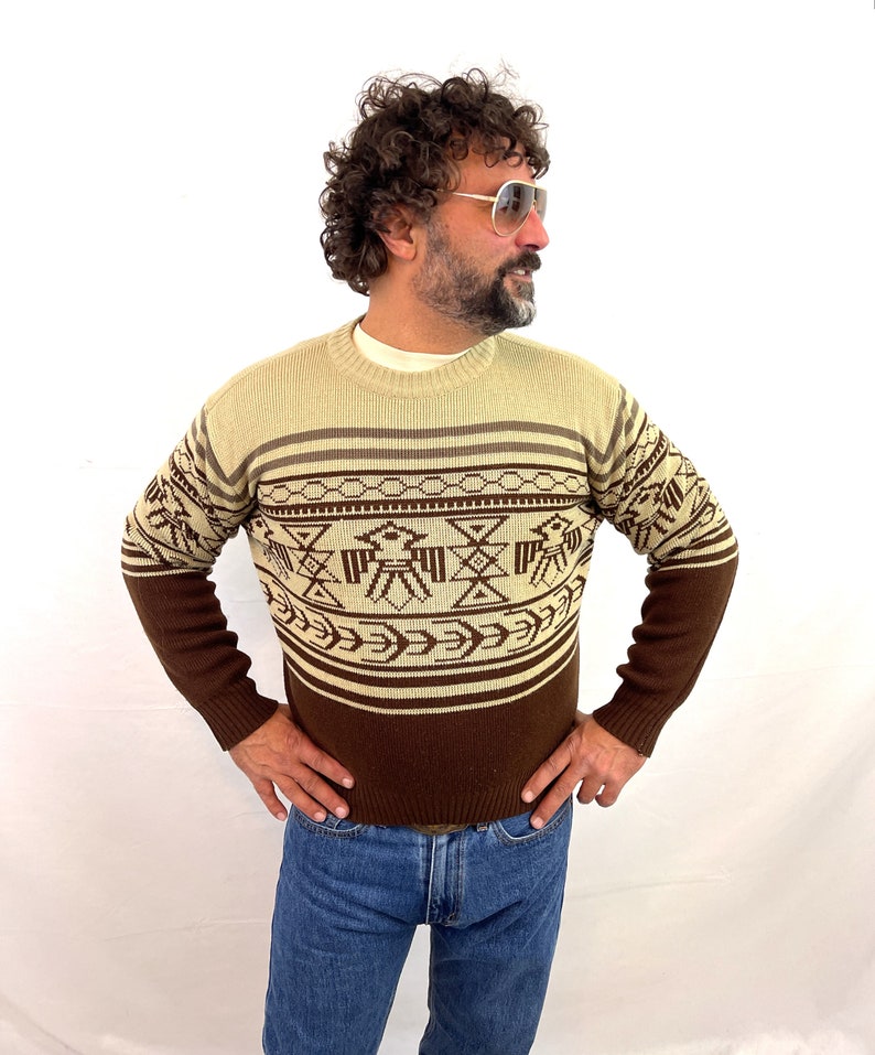 Vintage 70s 1970s Pullover Thunderbird Acrylic Sweater image 3