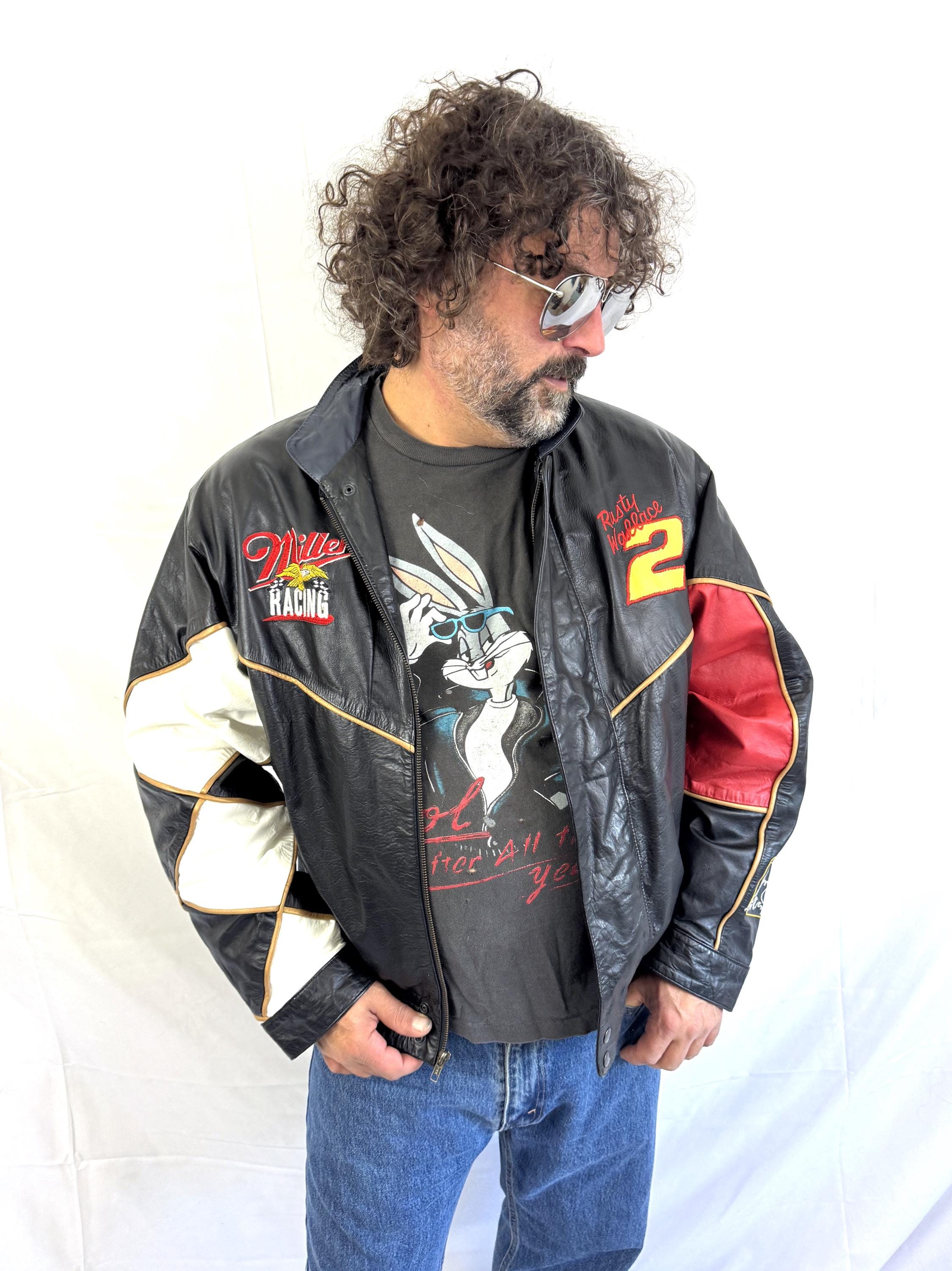 Vintage 90s RARE Leather Jacket Miller Racing Coat - Speed Zone