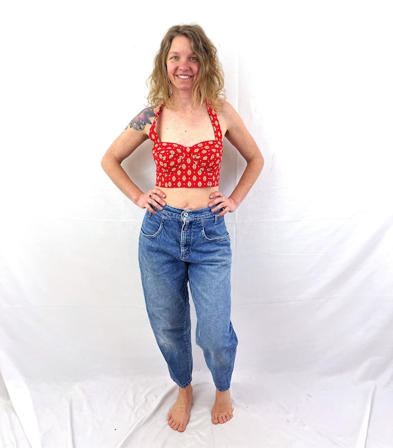 Vintage 90s 1990s Red Lizwear Cropped Southwest W… - image 1
