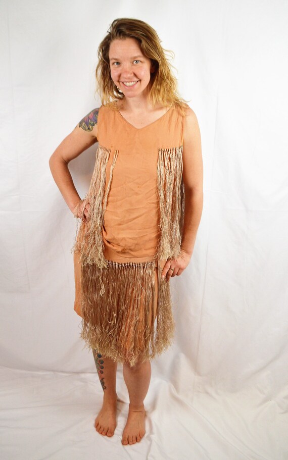 Vintage Silk Fringe 1920s -1930s Flapper Dress - R