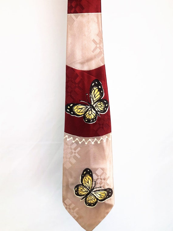 Vintage 40s 1940s Rayon Necktie Swing Neck Tie - B