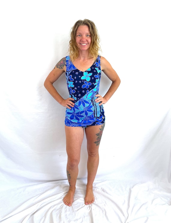 Vintage Triumph International Blue Maillot One Piece