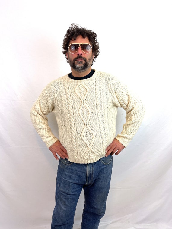 Vintage LL Bean Fisherman's Cable Knit Pure New W… - image 1