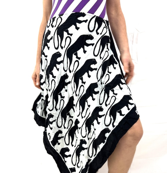 Vintage RARE Estévez Designer Black Puma Cat Skirt Swim Cover Up - I. Magnin