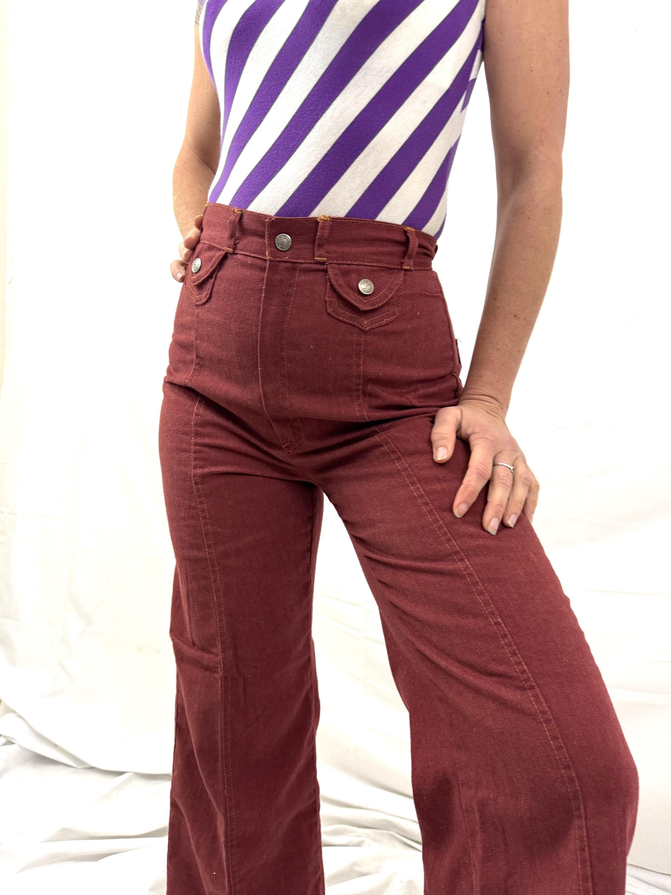 70s Brown Pants - Etsy