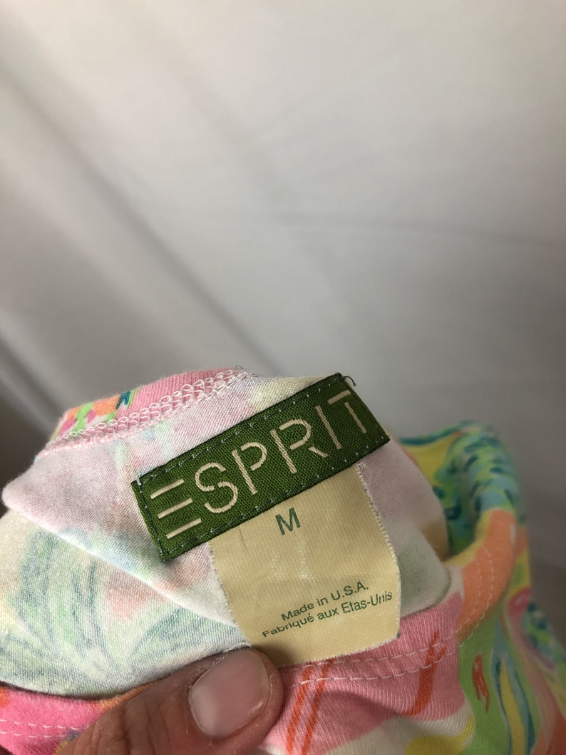 Vintage 80s 1980s Summer Esprit Crop Top Tank Shirt