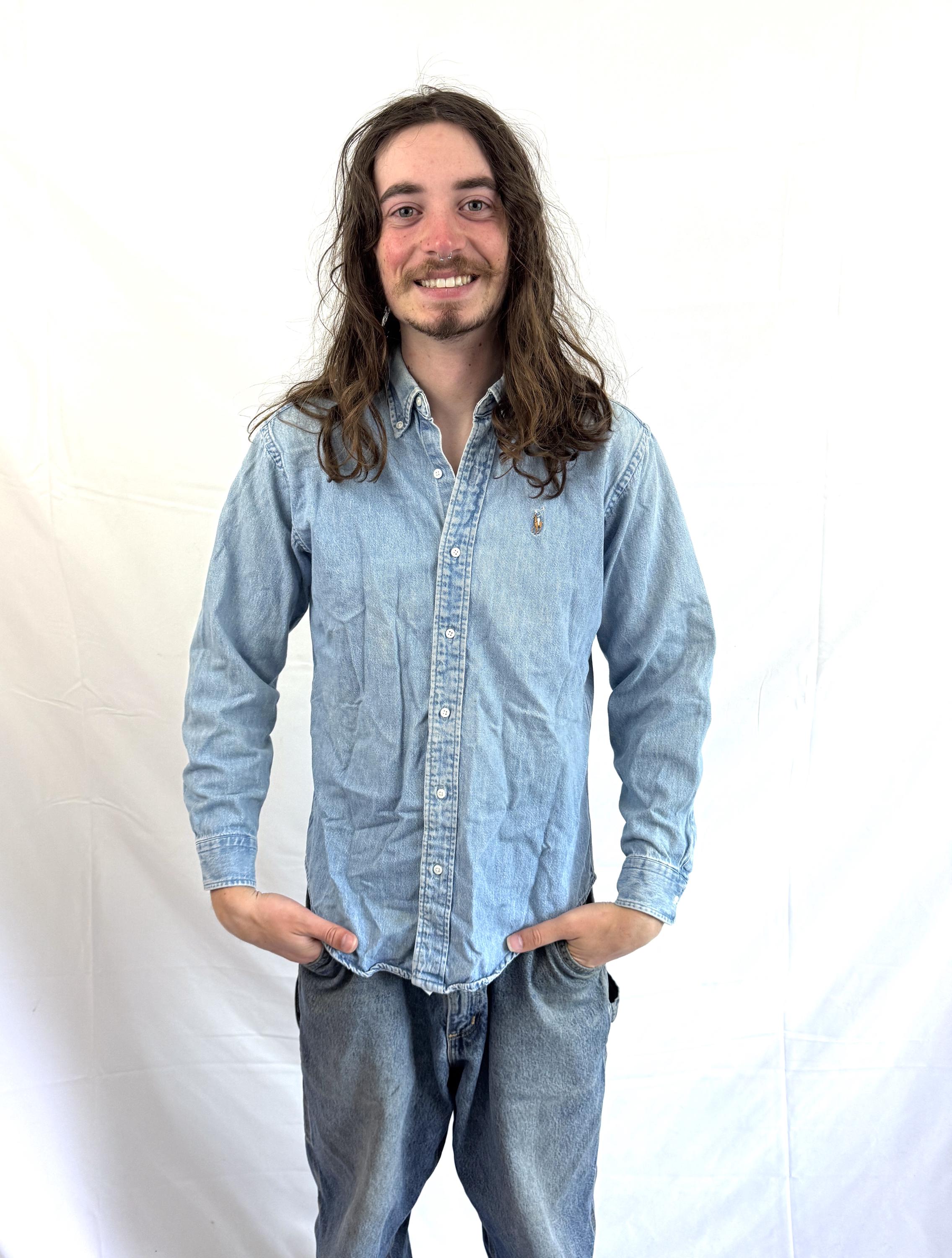 Vintage Denim Polo Shirt - Etsy