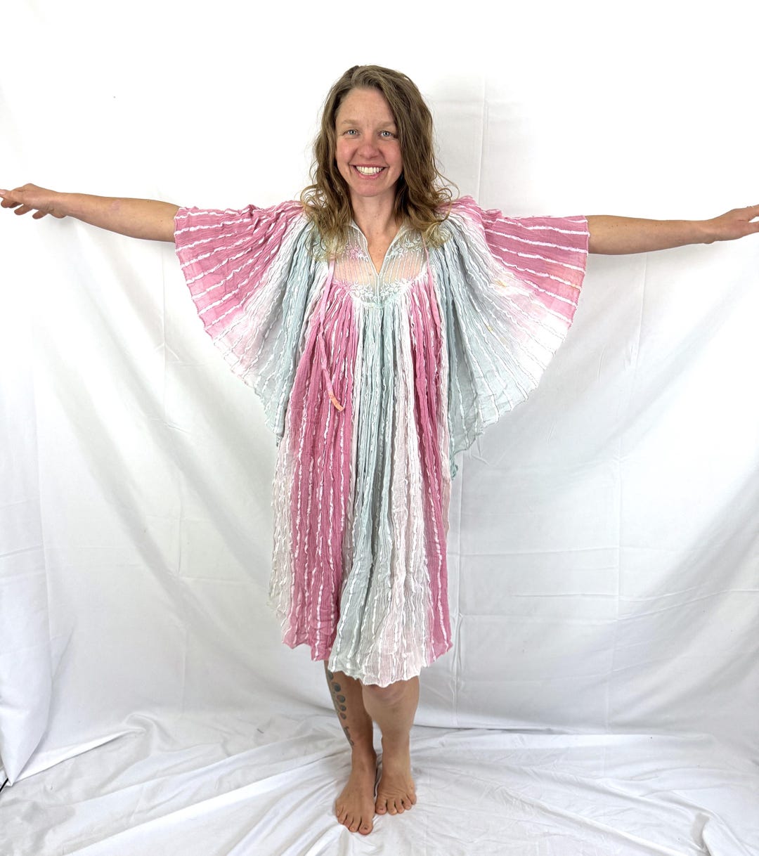 RARE 70s 80s Vintage Beautiful Hippie Gauzy Grecian Gauze Cotton