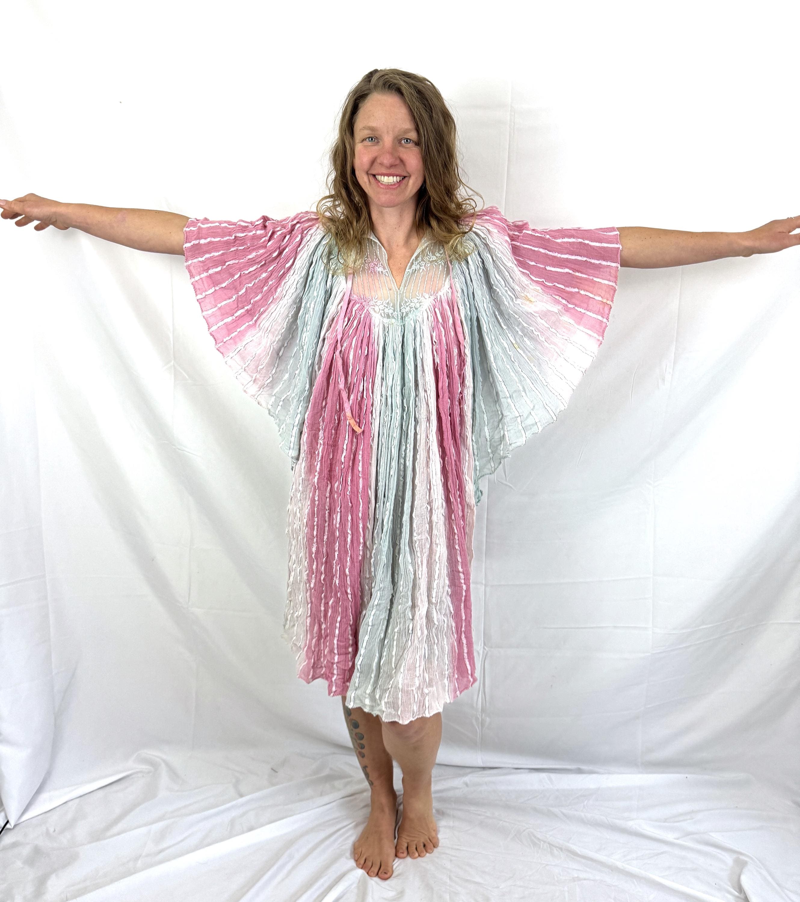 RARE 70s 80s Vintage Beautiful Hippie Gauzy Grecian Gauze Cotton