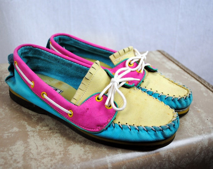 Vintage 80s Zodiac Rainbow Loafers Shoes Etsy