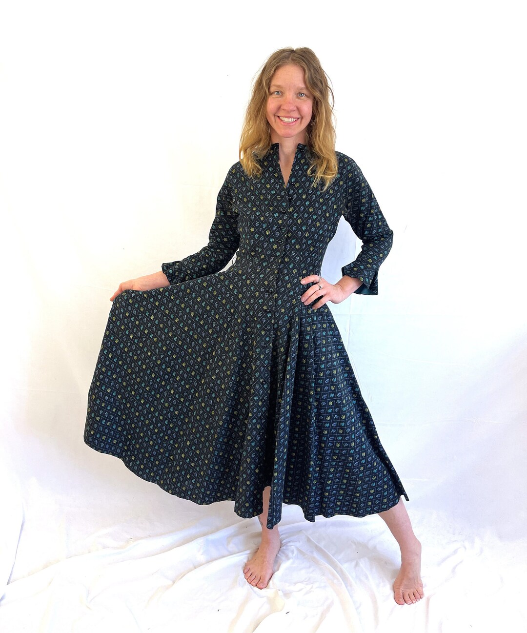 1960s Black Pleated Ruffles Dress by L'aiglon | MEDIUM