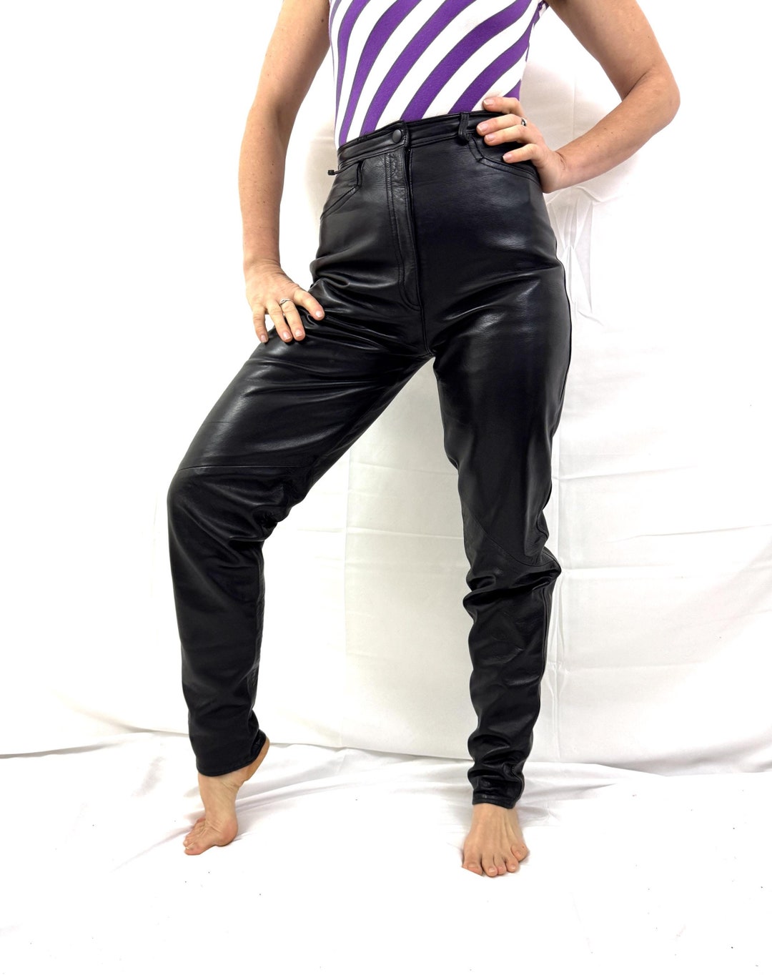 Vintage 1980s 80s Vakko Black Leather Pants - Etsy