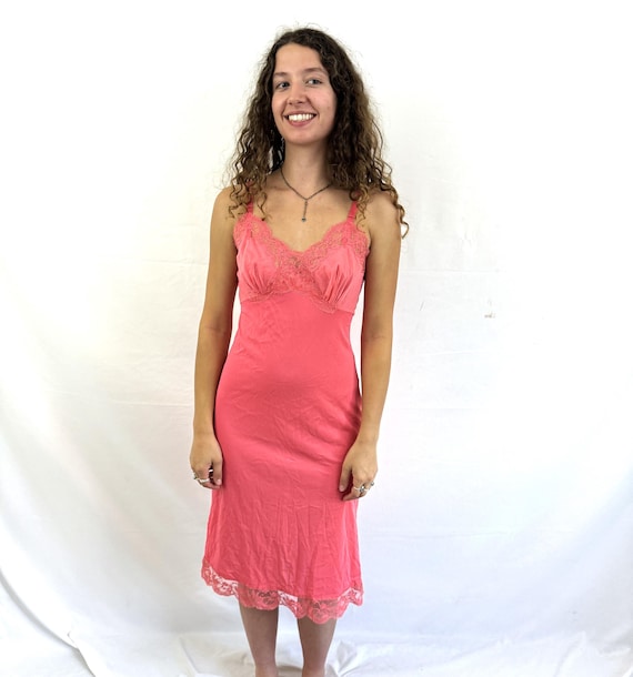 Vintage 1950s 50s Pink Nylon Lingerie Nightgown Dress Slip - Artemis - Etsy