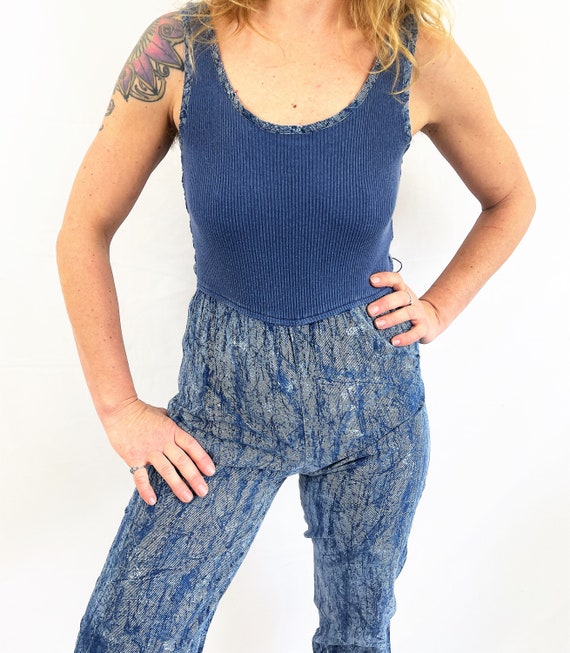 Vintage 80s 1980s Blue FUN Onesie Romper Jumpsuit - image 4