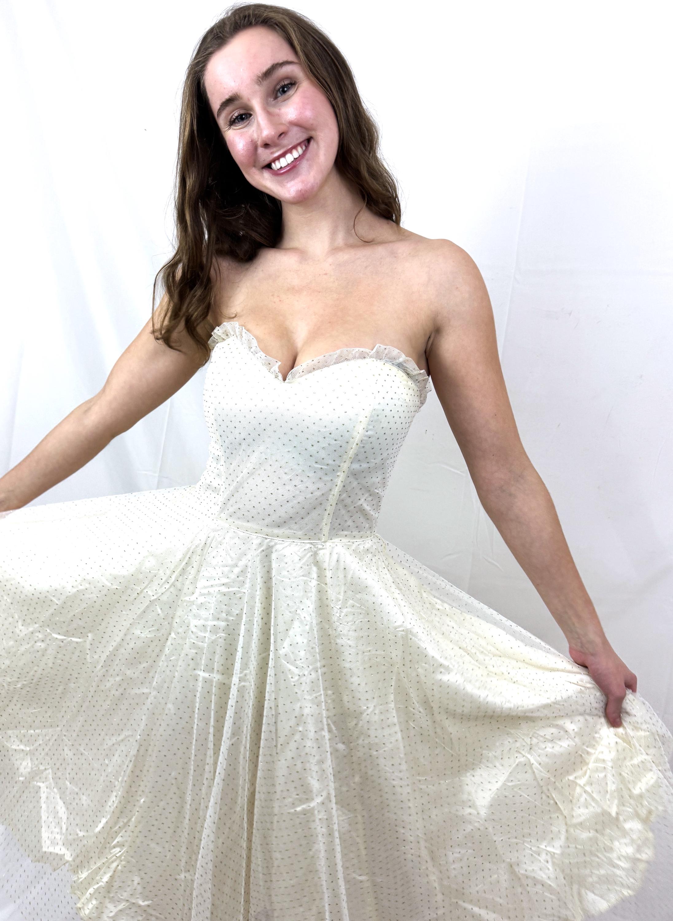 Vintage Jessica Mcclintock Gunne Sax Tulle Strapless Glitter