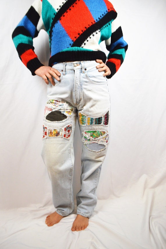 Vintage 80s Amazing Patch Chewan High Waisted WOW