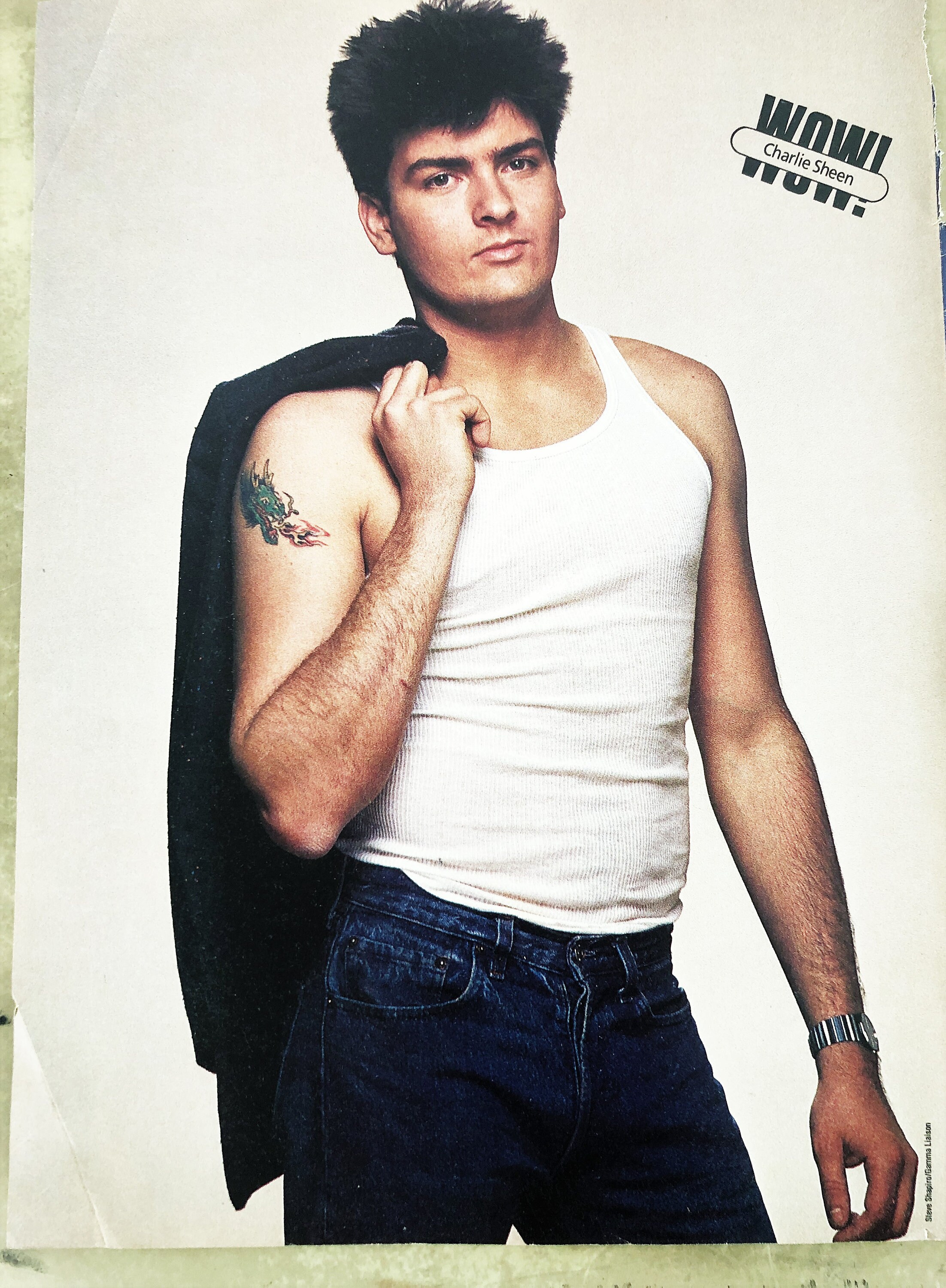 Vintage 1980 80s Charlie Sheen WOW Poster Magazine Page Tear Etsy