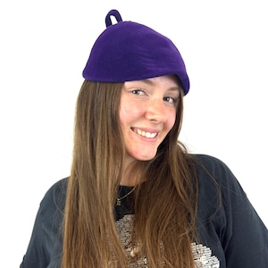 Vintage 1940s 40s Purple Beaded Velvet Beret Hat - by Bullocks Willshire - Hat Bar