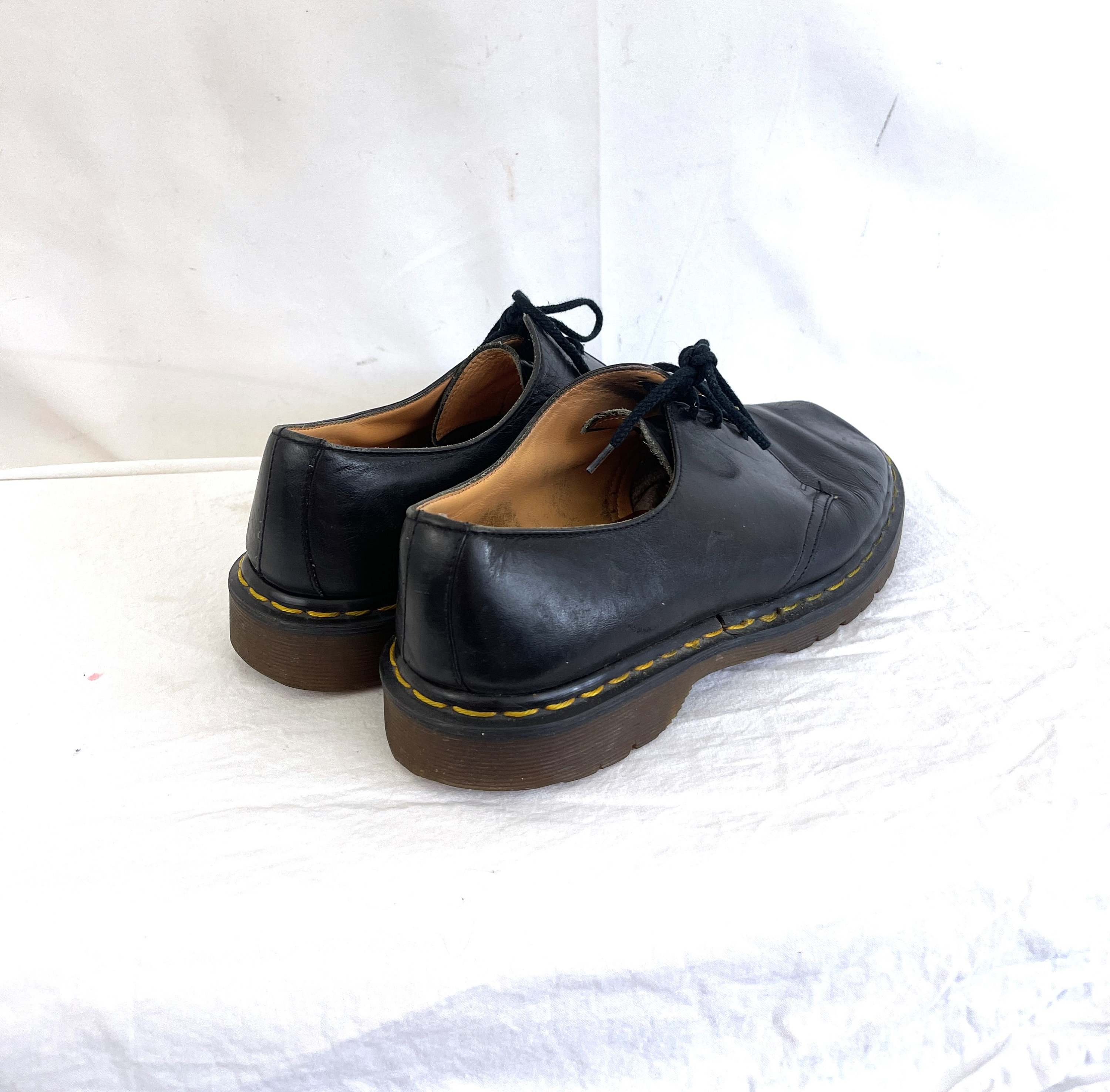 Vintage Black Leather Doc Martens Shoes - Made in England