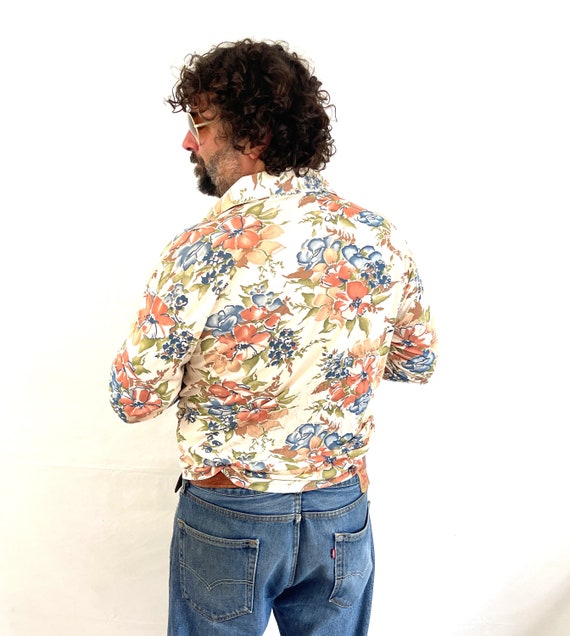 Vintage 1970s 70s Fun Floral Button Up Shirt - Le… - image 4
