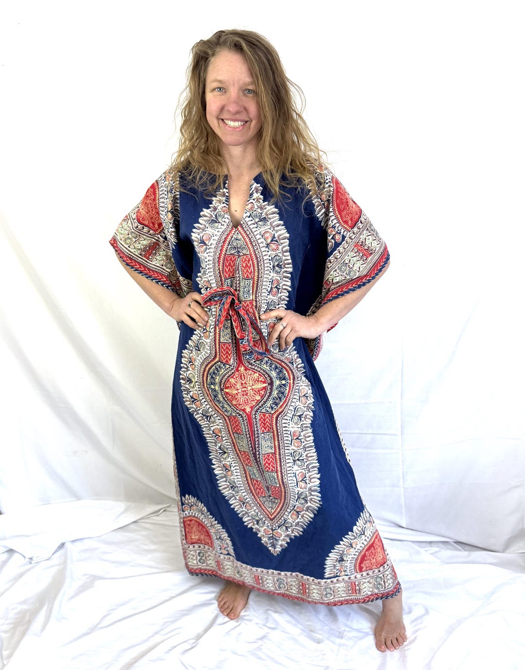 Vintage 1970s Ethnic Boho Batik Belled Sleeves Psychedelic Dashiki ...