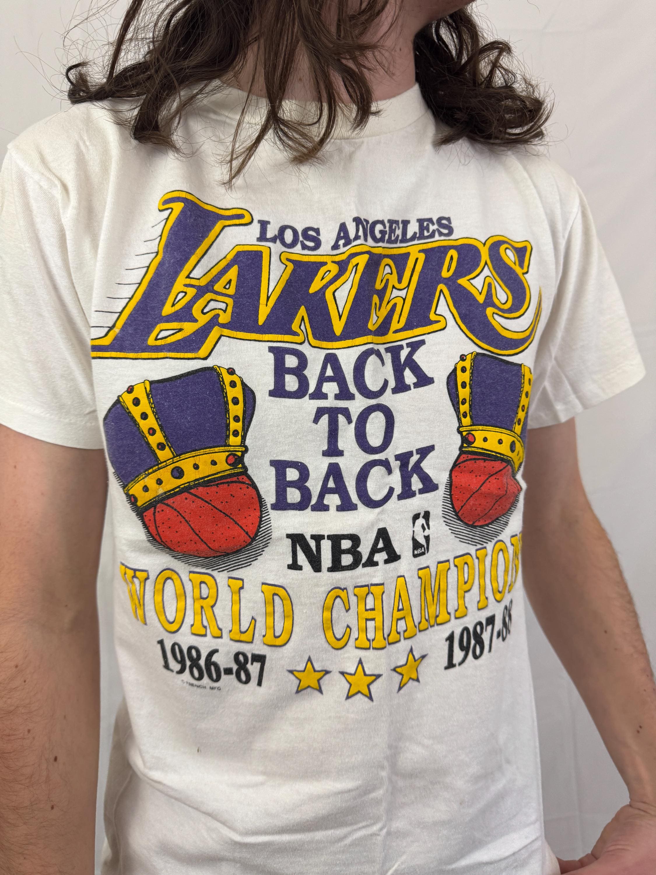 Vintage 80s Lakers Back to Back Champions Tee - NBA Basketball - Etsy
