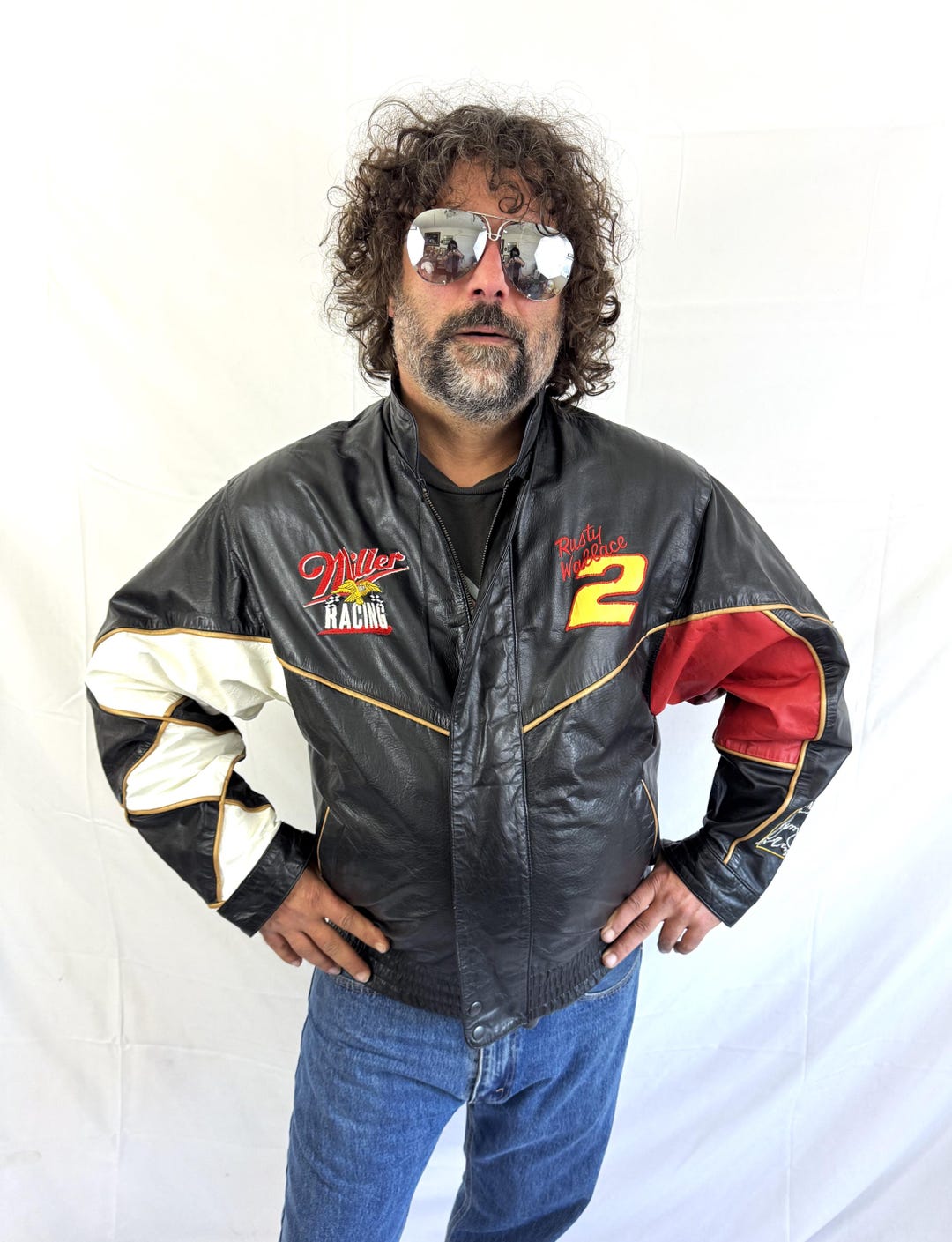 Vintage 90s RARE Leather Jacket Miller Racing Coat - Speed Zone