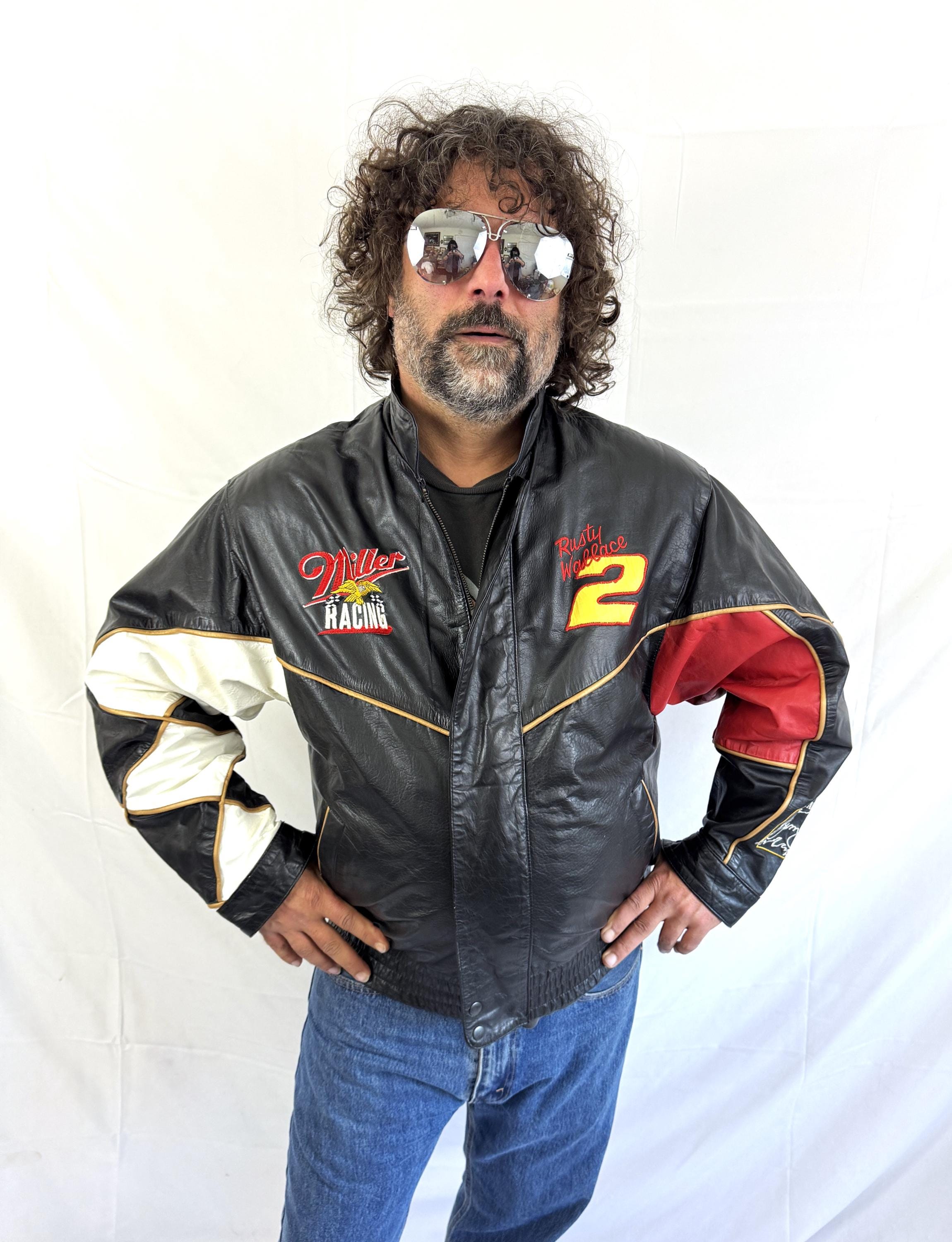 Vintage 90s RARE Leather Jacket Miller Racing Coat - Speed Zone