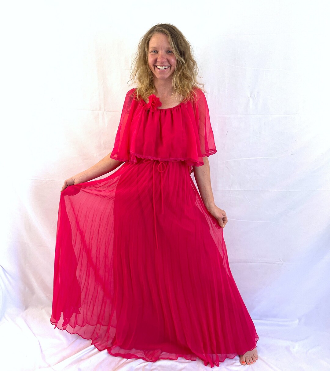 Lovely Vintage 70s 1970s Tiered Red Fun Maxi Dress - Etsy